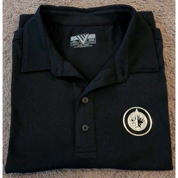 Levelwear NHL Winnipeg Jets Black Short Sleeve Polo Shirt Men's Large - Picture 1 of 7